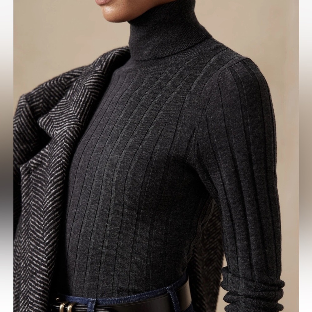NEW Banana Republic Sweater Ribbed Merino Wool Turtleneck